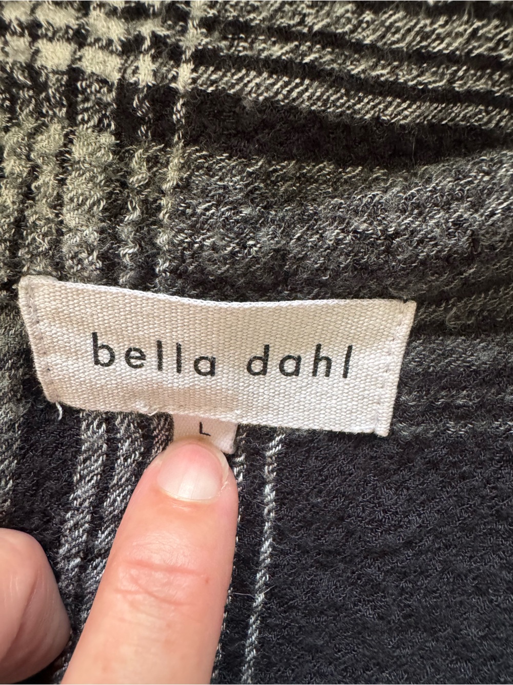 Bella Dahl Plaid Shirt Dress With Roll Tab Sleeves Button Down Size L - Picture 8 of 10
